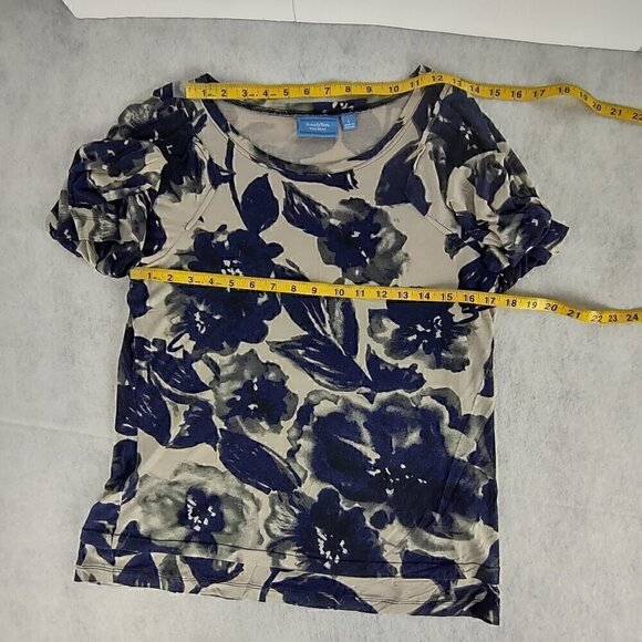 Simply Vera Womens Ivory Blue Floral Long Sleeve Casual Knit Top Size Large - Picture 7 of 11